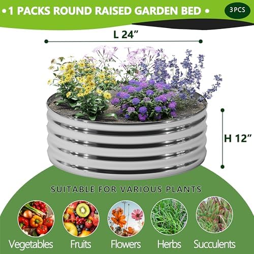 DIIYIV Galvanized Raised Garden Bed,2x2x1FT,3PCS,Silver - Image 2