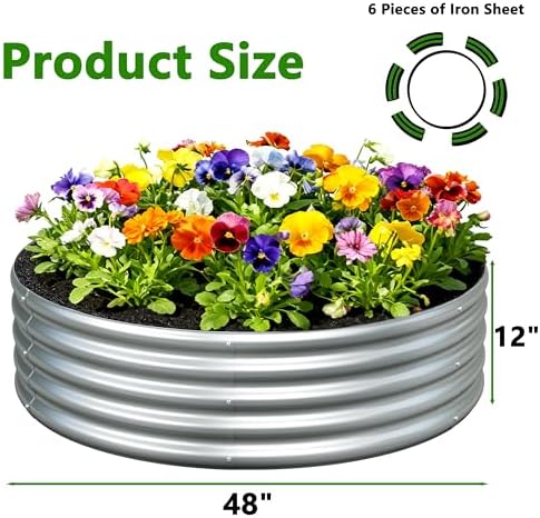 2PCS 4x4x1FT Galvanized Metal Raised Garden Bed,Outdoor Planter Box for Vegetables - Image 2