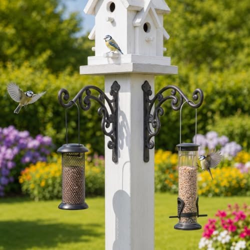 2 Pack Hanging Plant Brackets Outdoor 10 Inch Cast Iron Plant Hanger, Black - Image 4