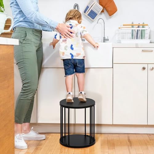 HDANI Small Round Wooden Step Stool for Kids Adults, 300lbs Load Capacity Garden Stool, Non-Slip Small Stool for Plant Stand, Kitchen, Bathroom and Bedroom, Black - Image 4