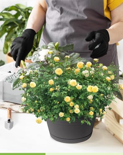 4 Pcs Hanging Planters,10" Hanging Pots Plastic Hanging Flower Plant Basket with Drainage Trays & Chain Holder for Outdoor Indoor Plants Garden Balcony Decoration, Dark Gray - Image 6