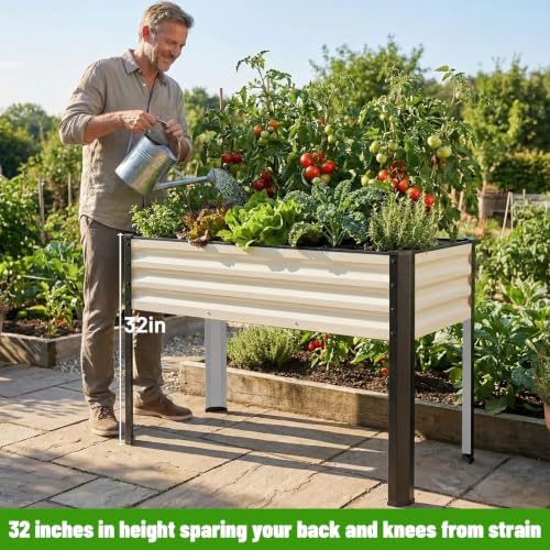SnugNiture Raised Garden Bed with Legs, 48×18×32in, 2 Pack, White - Image 4