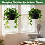 3-Piece Set of 10-Inch Hanging Planters with Automatic Watering System and Drip Tray, Includes Metal Chain, Suitable for Various Indoor and Outdoor Plants and Flowers,Pure Black - Image 4