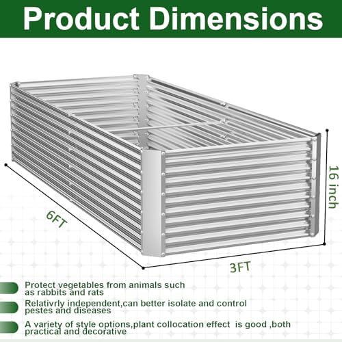 2 Pack Tall Corrugated Galvanized Steel Raised Garden Bed Outdoor, Metal Above Ground Garden Bed for Vegetables and Flowers, Rectangle Raised Beds for Gardening-6x3FT - Image 3