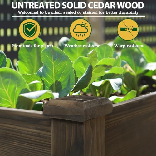 Yardenaler 72x23x30in Raised Garden Bed with Legs, 2x6FT Outdoor Elevated Wood Planted Box with Divider Panel & Drainage Hole for Vegetable Flower, Backyard and Patio, Rustic - Image 4