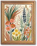 Framed Canvas Wall Art Bohemian Gouache Desert Wildflowers Coral and Green Botanical Canvas Print Poster Gold Frame Wall Decor for Living Room Boho Home Decor, Floral Print - Inch 24x36 by Unknown