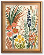 Framed Canvas Wall Art Bohemian Gouache Desert Wildflowers Coral and Green Botanical Canvas Print Poster Gold Frame Wall Decor for Living Room Boho Home Decor, Floral Print - Inch 24x36 by Unknown