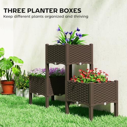 Outsunny Plastic Raised Garden Bed with Legs Self Watering Planter Box - Image 4