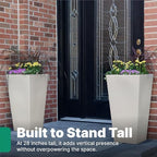 Step2 Tremont Tall Square Planter Pot, Large Outside All-Season All-Weather Gardening Pot for Patio and Front Porch, Concrete, 2-Pack - Image 3