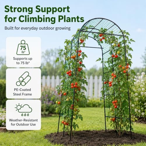 FOLLOOK Garden Arch Trellis for Climbing Plants Outdoor, 7.8 ft, Black - Image 4