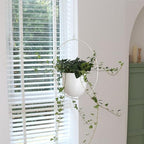 Hanging Planter Indoor Modern Boho Plant Pot Metal Wall and Ceiling Plant Holder, Mid Century Minimalist Flower Pot for Hanging Plants(White) - Image 4