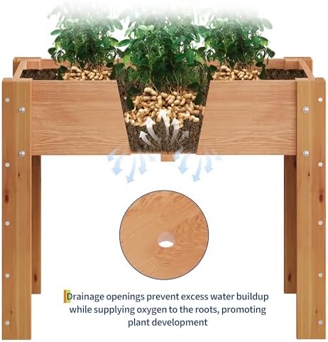 IDEALHOUSE 34"x18"x30" Elevated Wood Raised Garden Bed Planter Box - Image 4