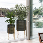 Oakrain Mid Century Planters for Indoor Plants Set of 2 Plant Pots - Image 4