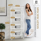 CAPHAUS Bookshelf, 5-Tier Book Shelf, Home Office Ladder Shelf with Bamboo Frame,Freestanding Storage Shelves Organizer, for Living Room, Kitchen,Bedroom,Plant Stand Bathroom,White - Image 2