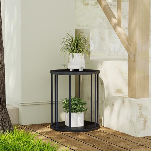 Plant Stand Indoor,small plant stool,Flower Pot Corner stand holder,Mid Century Heavy Duty Metal Tall Home Decor,Modern Round End Table,Small Rustic Display Stand for Living Room,Bedroom(Black,14In) - Image 3