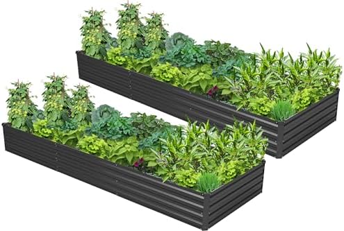 2PCS 9x3x1ft Galvanized Raised Garden Bed,Outdoor Planter Box Metal Patio Kit Planting Bed for Vegetables Flowers Herb,Black by Easllre