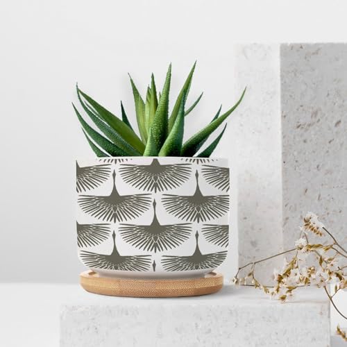 Gray Swan Cranes Ceramic Planters Grey and White Lily Geese Flock Flower Pots for Indoor Plants with Drainage Holes and Saucers Pot for Home Desktop Office Windowsill - Image 7