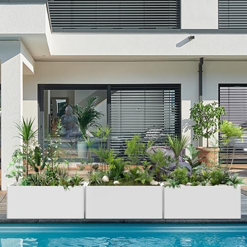Metal Planter Box with 6 Drainage Hole 36x15x15 Inch, White - Image 6