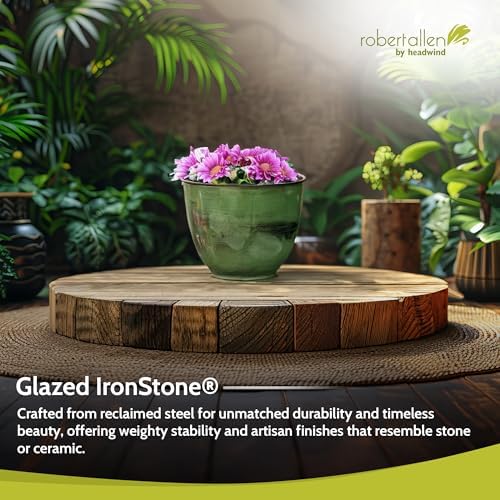 Headwind Glazed Ironstone Hamilton Collection Decorative Plant Pot – 14" Evergreen Pot – Lightweight & Durable with Drainage Flower Pots for Indoor Plants & Outdoor Planter Use by Robert Allen - Image 4