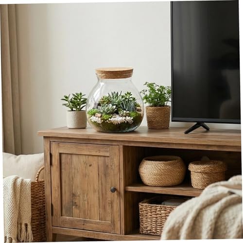 Terrarium Jar, 1800ml Glass Plant Terrarium, Closed Container with Cork Lid for Succulents, Fish Bowl Vase Container - Image 3
