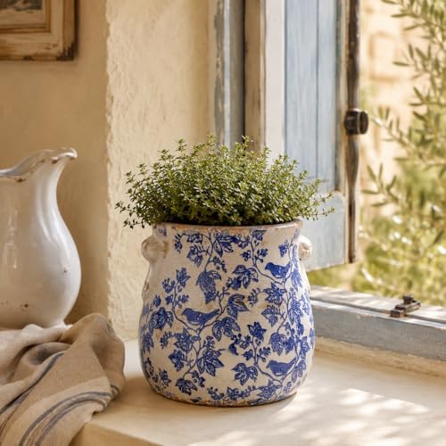 English Country Ceramic Planter, 6.7" Chinoiserie Vase & Utensil Holder - Image 5