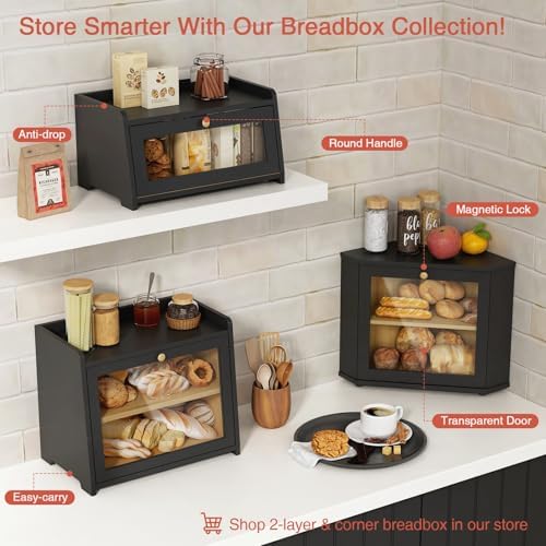Small Bread Box for Kitchen Countertop, Cute Modern Breadbox Counter Top - Image 5