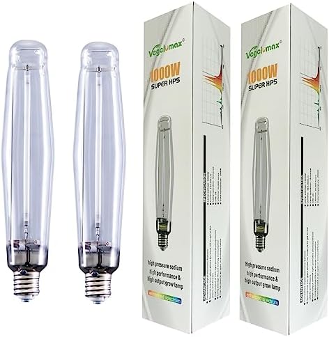 1000Watt Hydroponic High Pressure Sodium HPS Grow Light Bulb Lamp,High PAR Enhanced Red and Orange Spectrums, CCT 2100K, Ultra Bright 140,000 Lumens,E39 Base,2pack by Vegelumax