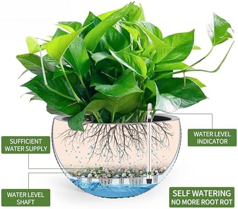 Dexceder 13.5 Inch Self Watering Hanging Planter (Gray) - Image 2