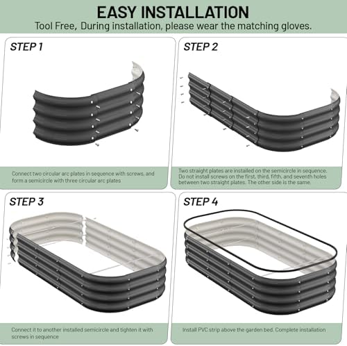 Galvanized Raised Garden Bed, 2Pcs Raised Garden Beds Outdoor, Rectangle Planter Raised Beds with Gloves and Rubber Edge Trim for Vegetables, Flowers and Herbs - Image 3