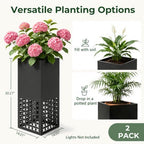 2 Pack Tall Metal Planter Box for Outdoor Plants, 14"L x 14"W x 30.27"H - Image 2
