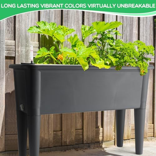 Yungyan 2 Pcs Self Watering Raised Garden Bed with Water Level Indicator, 13.2 Gallon Elevated Plastic Planter Box for Vegetables, Herbs, Flowers, Outdoor, Indoor(Gray,2 Pcs) - Image 4