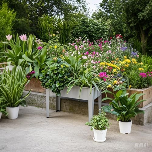 Raised Garden Bed, Garden Raised Planter Box with Legs, Galvanized Garden Planter for Herbs and Vegetables, 24" Grey - Image 4