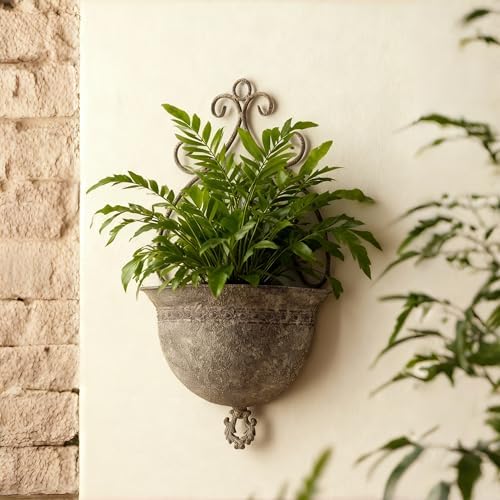 Vintage Wall Planters for Indoor Plants - Metal Wall Planter Holder, Half Round Hanging Basket Flower Pots, Unique Pastoral Retro Decoration for Succulent, Outdoor(H- 20.5 in) - Image 2