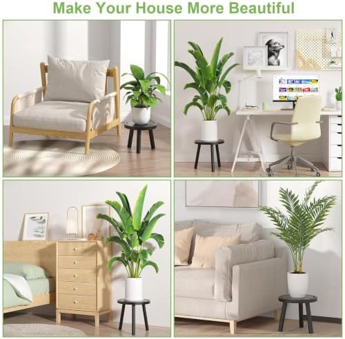 5-Pack Wood Plant Stands Indoor, Single Plant Stand for 6-12 Inch Pots, Mid-Century Modern Plant Stool, Tall Plant Stand for Large Plants for Living Room, Balcony, Office (Black) - Image 5