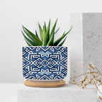 Lacefield Print Geometric Blue Ceramic Planters Chinoiserie Grandmillenial Trail Planters for Outdoor Plants with Drainage Holes and Saucers Pot for Home Office Desk Garden - Image 7