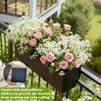 36 Inch Railing Planter Boxes, Heavy Duty Metal Hanging Planters with Adjustable Brackets, Outdoor Balcony Flower Box for Deck, Fence, Porch Railings - Image 5