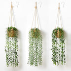 3 Pack Artificial Hanging Plants with Pot in Baskets for Wall Decor by Mokof