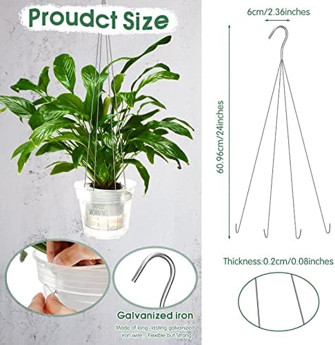 10 Pack 24 Inches Strong Wire Plant Hangers for Hanging Baskets 4 Orchid Hanging Basket Wire Metal Hook Hanger for Greenhouse Supplies Gardening Indoor Outdoor Patio Hook Flower Pot Basket - Image 2