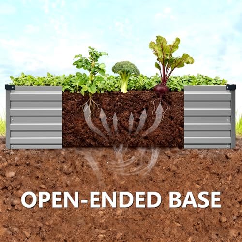 Vengarus 2PCS 12x4x1ft Galvanized Raised Garden Beds Kit,Planter Box Silver - Image 4