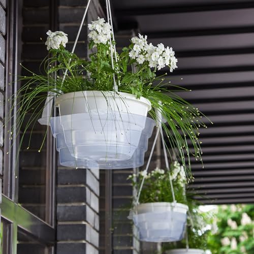 12" 12-Pack Clear Hanging Plant Basket Drip Pans Water Catcher Tray - Image 6