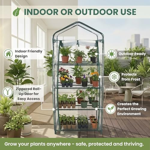 Pure Garden 4 Tier Mini Greenhouse, 27.5x19x63-Inch - Image 3