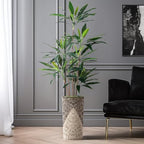 SIGNWIN Artificial Tree in Geometric Pattern Planter, Fake Dracaena Tree Silk Tree for Indoor and Outdoor Home Decoration - 66" Overall Tall (Plant Pot Plus Tree) - Image 4
