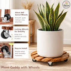 18 Inch Plant Caddy with Wheels, 6 Pack Rolling Plant Stand Rollers with Casters Wooden Plant Dolly with Wheels Heavy Duty Large Rolling Planter Base for Indoor & Outdoor Plants Wood Flower Stand - Image 2