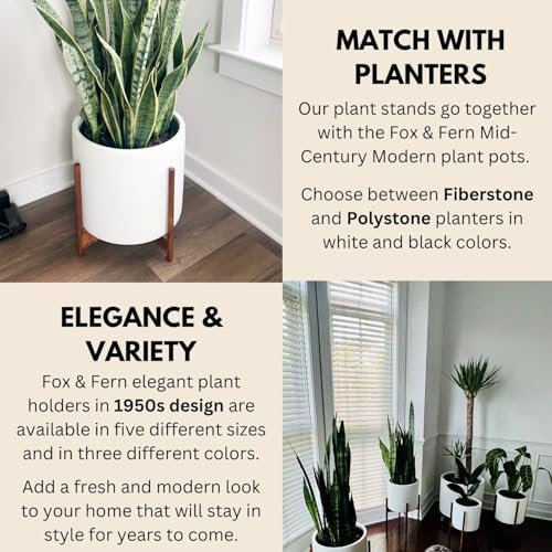Fox & Fern Mid Century Plant Stands for Indoor Planters, Acacia, 14.9 Inch - Image 5