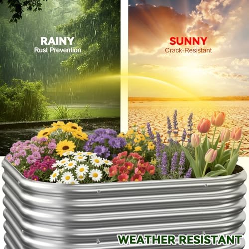 4 Pack 2x2FT Corrugated Galvanized Steel Raised Garden Bed Outdoor, Metal Above Ground Garden Bed for Vegetables and Flowers, Raised Beds for Gardening-2x2FTx10Inch - Image 6