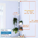 BAOYOUNI Plant Stand Tension Rod, 3 Trays&1 Arm Adjustable Ivory - Image 2