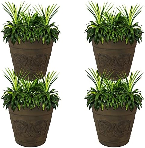 Sunnydaze Arabella 19.5'' Plastic Planter Pot for Plants, Sable, 4pk by SunnydazeDecor