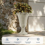 24" Tall Urn Planters for Outdoor Plants, Urns and Pedestal, Beige - Image 5