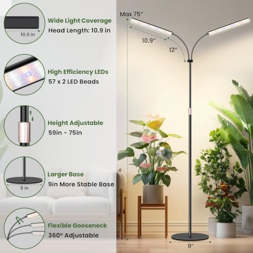 LBW Grow Lights for Indoor Plants, 75" Tall Full Spectrum Plant Grow Light - Image 5