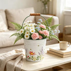 3-Piece Floral Metal Planter Bucket Set - Rustic Lavender Decorative Flower Pots for Succulents, Herbs & Indoor/Outdoor Garden, Flower Arranging, Wedding Party Home Decor Accents - Image 4